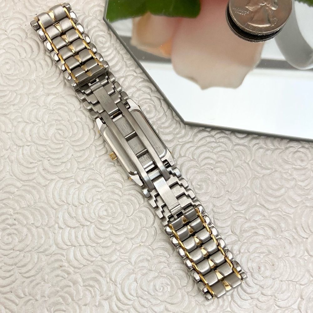 Cross Swiss Made Tank Style Two-Tone Stainless Steel Dress Watch Roman Numerals - Picture 9 of 13